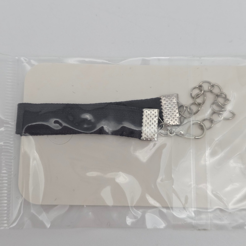 BTS Ribbon Choker Necklace Black Silver Logo Charm K-Pop ARMY Fan Merch Concert - Picture 5 of 6